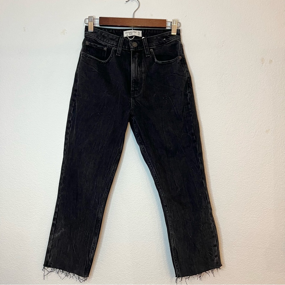 Abercrombie and Fitch the mom curve love high rise gray ankle jeans